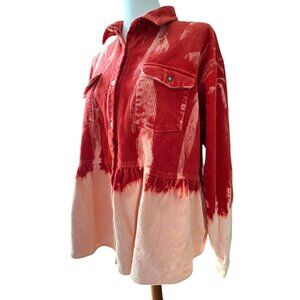 Blue Buttercup Corduroy Jacket Large Plus Size XL Shacket Button Oversized Ombre